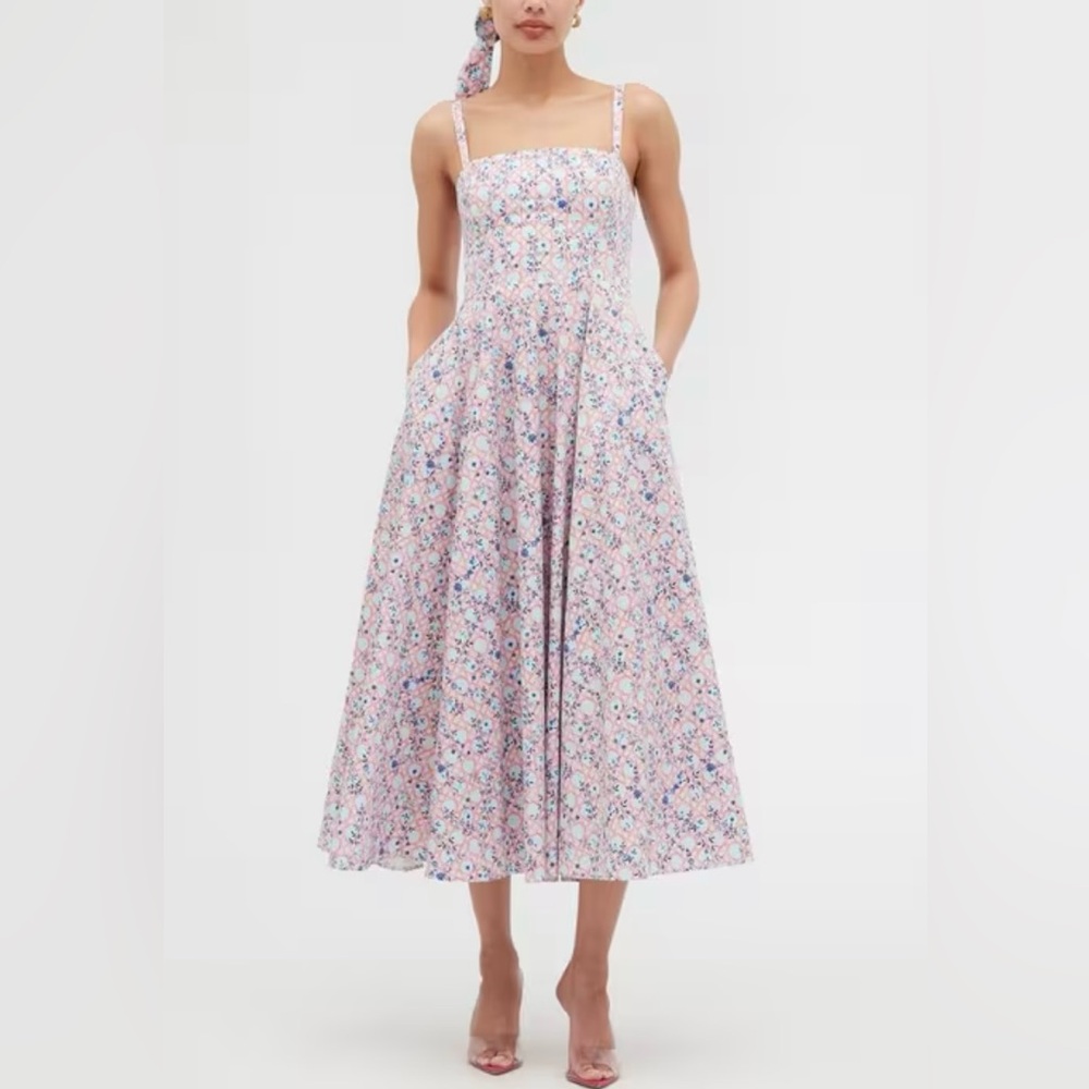ISO Hill House Margot Dress in Pink Basketweave, Small